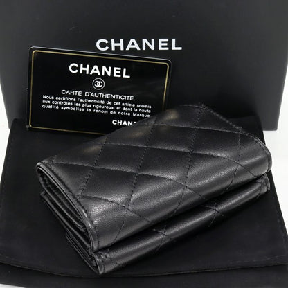 Chanel Trifold Wallet With Coin Purse Iconic Print Coco Mark Compact Wallet