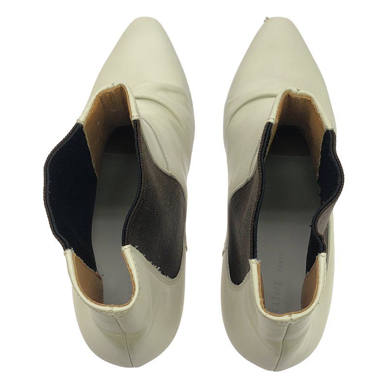 Celine - Phoebe Period Side Gore Leather Short Boots - 37 - White Dark Brown -