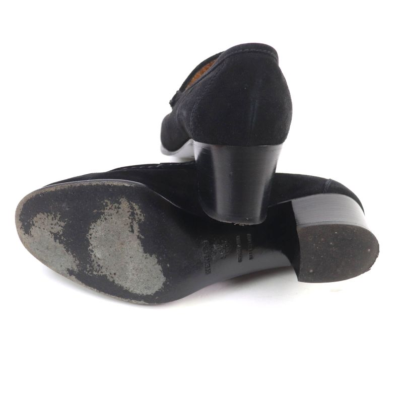 Hermes Gold Hardware With H Logo Hardware Chunky Heel Suede Leather Loafers