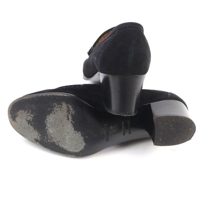 Hermes Gold Hardware With H Logo Hardware Chunky Heel Suede Leather Loafers