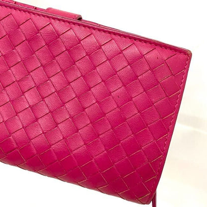 Bottega Veneta Bifold Wallet Pink Intrecciato Excellent Condition Hook