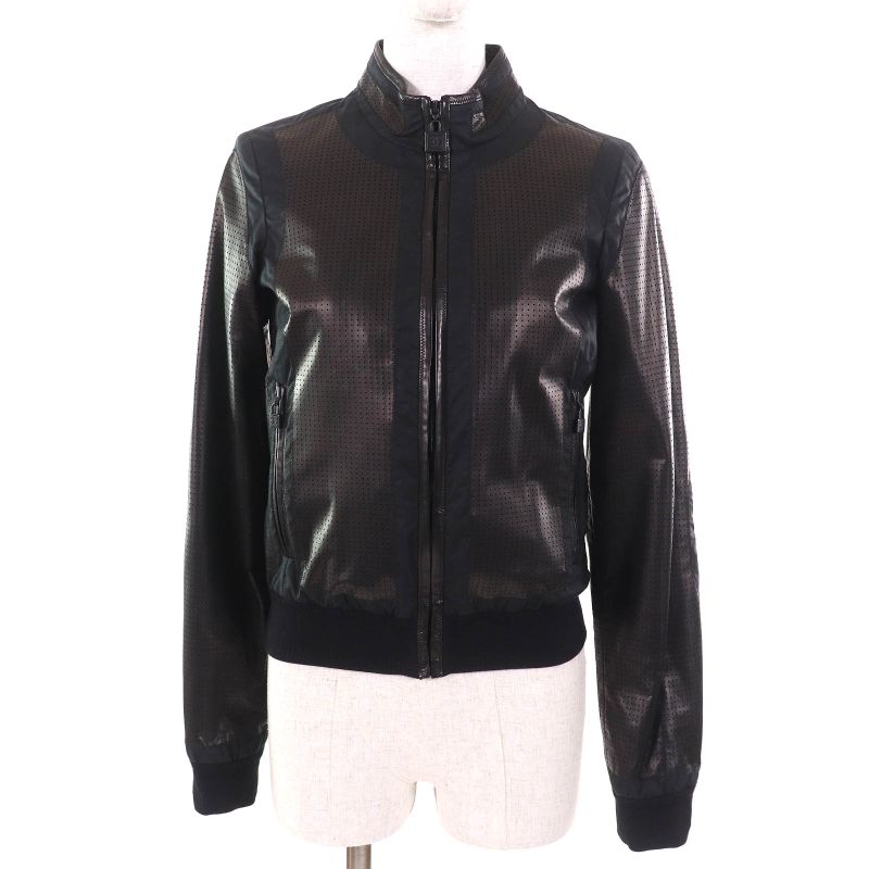 CHANEL Vintage 09P P35275 Coco Mark Hardware Back Logo Lamb Leather Zip Up