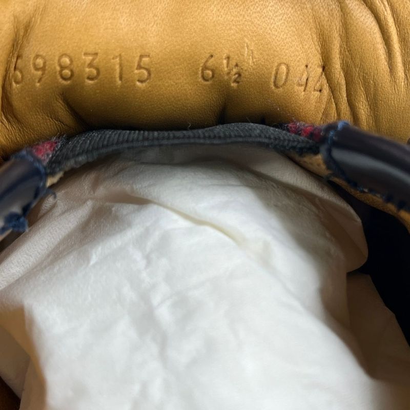 2704 Gucci Boots Wool Horsebit Loafers 6 1 2 598315 Navy Red GG Pattern Thick