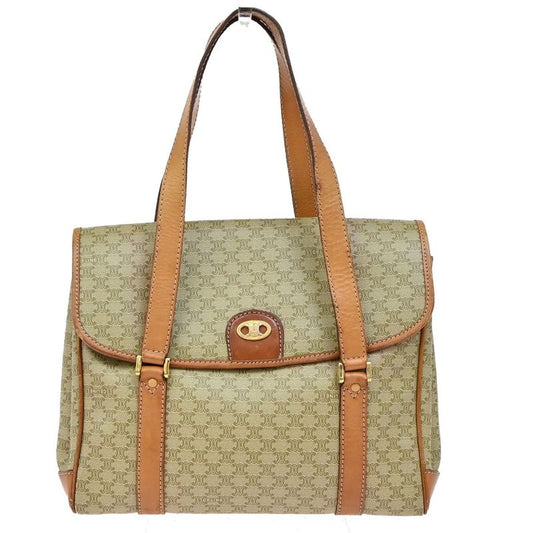 Celine Shoulder Bag Macadam Pattern Pvcleather Beige 64ka847