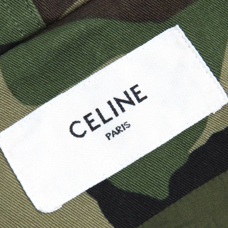 Celine 23SS 2w860494m 100% Cotton Camouflage Pattern Harness Parka Coat Khaki