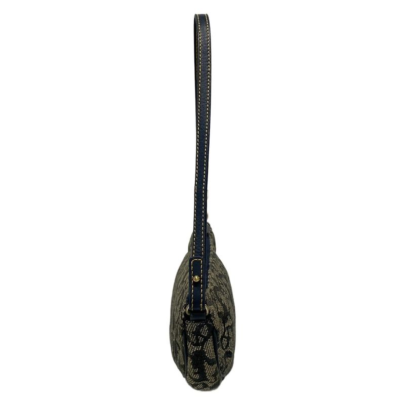 Dior/christian Dior Handbag Saddle Pouch Navy And Ivory Leather