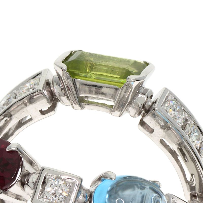 Bvlgari Bulgari Allegra Diamond Multi-colored Stones Ring 18K White Gold Ladies