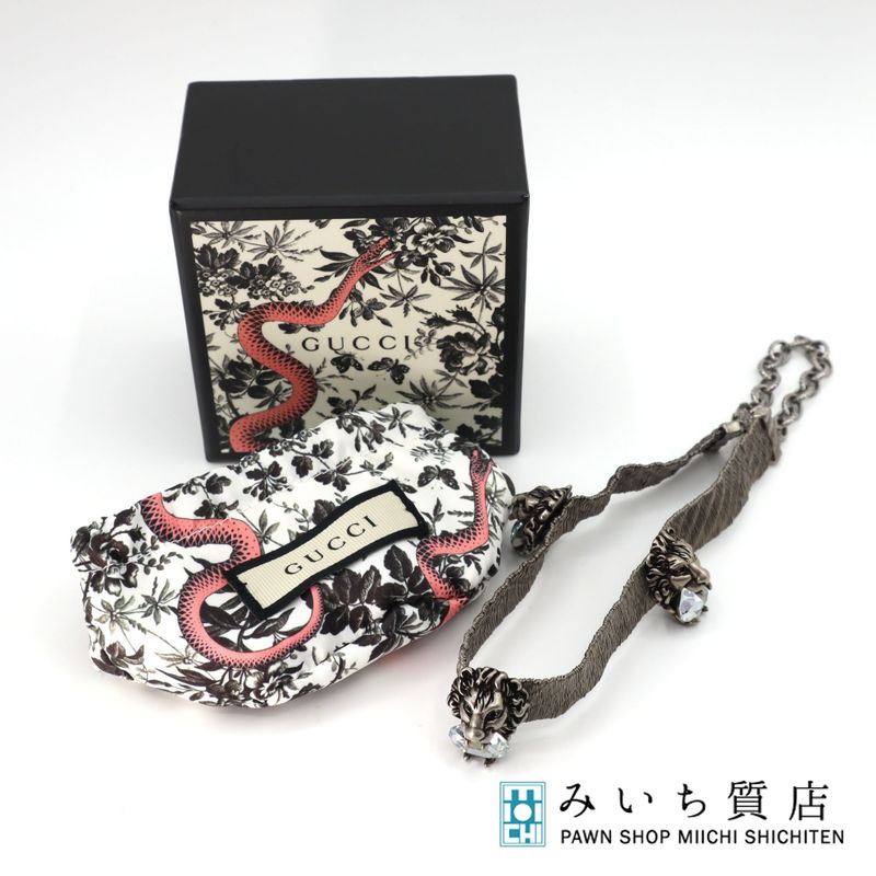 Gucci Lion Head Choker Silver Color Bijoux Necklace Lion Accessories H7055