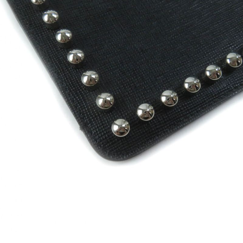 Fendi 8m0341 Carlito Karl Lagerfeld Motif Studded Leather Pouch Black Made In