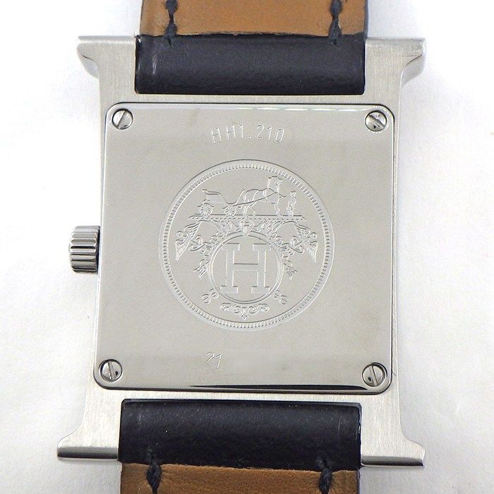 Hermes Watch H Watch Dubretour Hh1210 Square Silver Vague Guilloche Dial SS