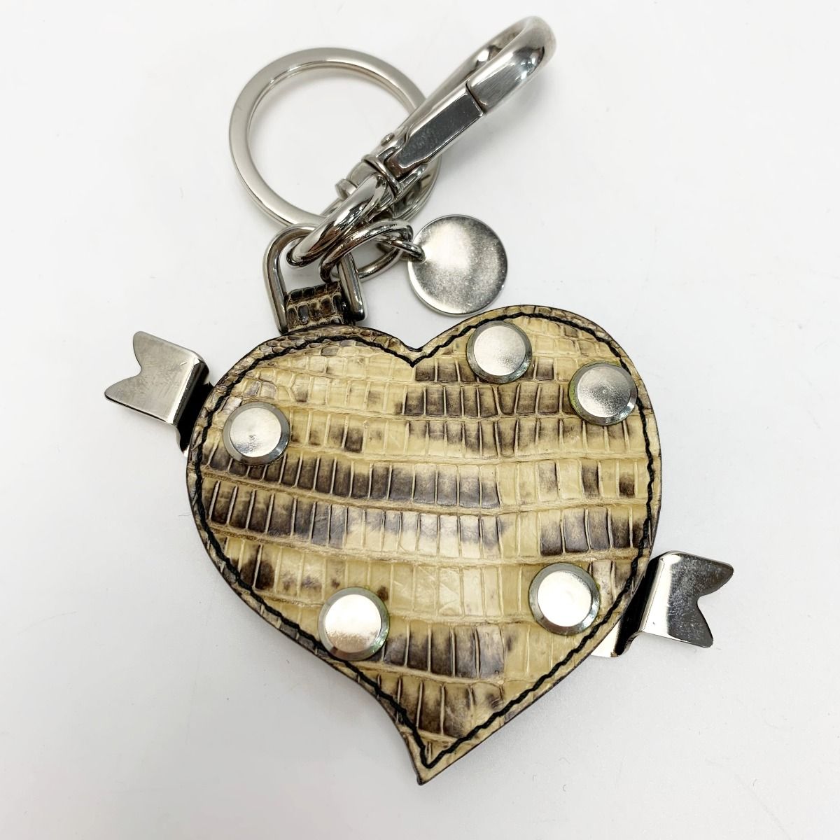 Prada Lizard Leather Heart-Shaped Key Holder Charm