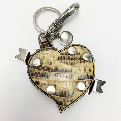 Prada Lizard Leather Heart-Shaped Key Holder Charm