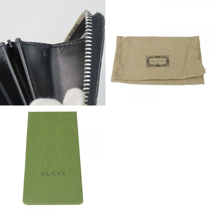 Gucci Long Wallet 473928 Guccissima Black Silver Hardware Round Zipper Shape