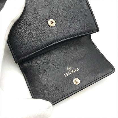 Chanel Logo Quilted Wallet Coin Case Black