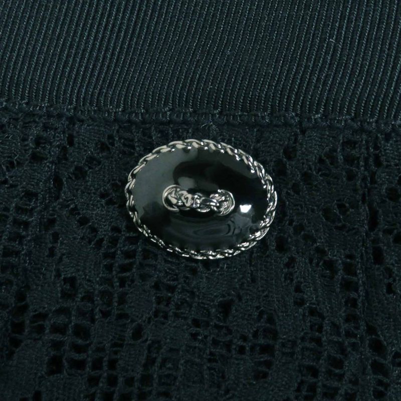 CHANEL P51456 Cutworker With Coco Plaque Plate Cles Leath Pleated Skirt Black