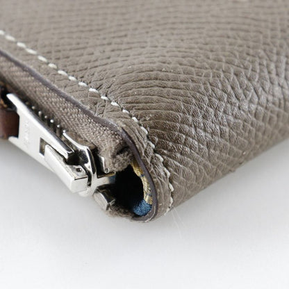 Hermes Azap Long Silk-in Vaux-epson And Silk Etoupe C Ladies Long Wallet