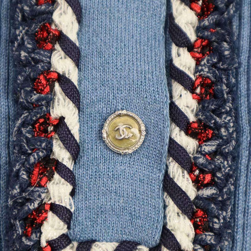 Chanel Henry Neck Ribbed Knit Sweater P45347k04797 Blue 40