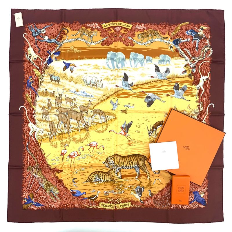 Hermes Carre 90 Large Scarf Silk Hermes La Trve De Leau Water Truce Robert