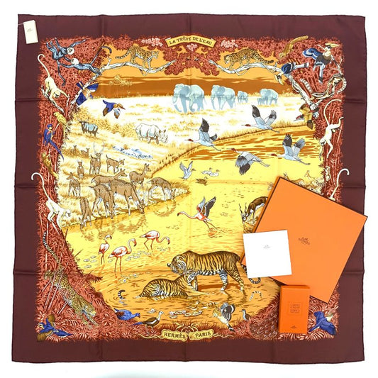 Hermes Carre 90 Large Scarf Silk Hermes La Trve De Leau Water Truce Robert