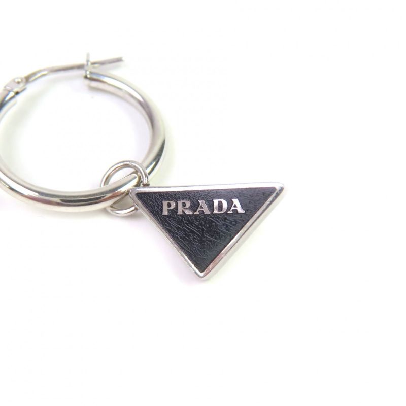 Prada 2jo750 Symbol Pendant Earrings Ag925 Current 2 Pieces Set Triangle Logo