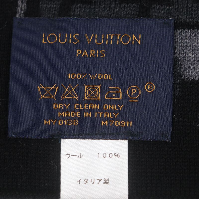 Louis Vuitton M70911 Echarpe LV Split 100% Wool Noir Black Gris Anthracite