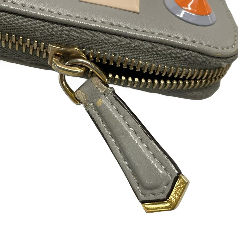 Fendi Long Wallet Zip Around Wallet 8m0299 Ivory And Multi Round Zipper/multi-st