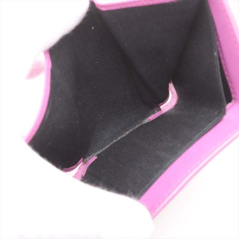 Balenciaga Logo Leather Mini Wallet Compact Wallet Cat 558208 Purple Made In