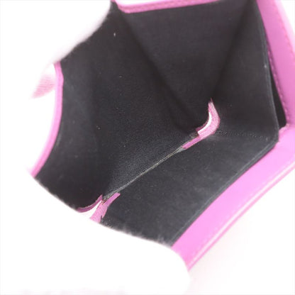 Balenciaga Logo Leather Mini Wallet Compact Wallet Cat 558208 Purple Made In