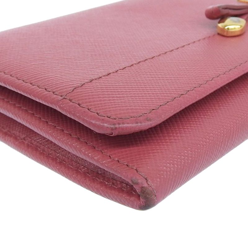 Prada Ribbon 1m1132 Saffiano Peonia Pink Ladies Long Wallet