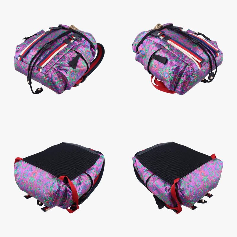 Gucci Brocade Tech Pack Purple And Multicolor PVC Coated Canvas 466467 E02164197