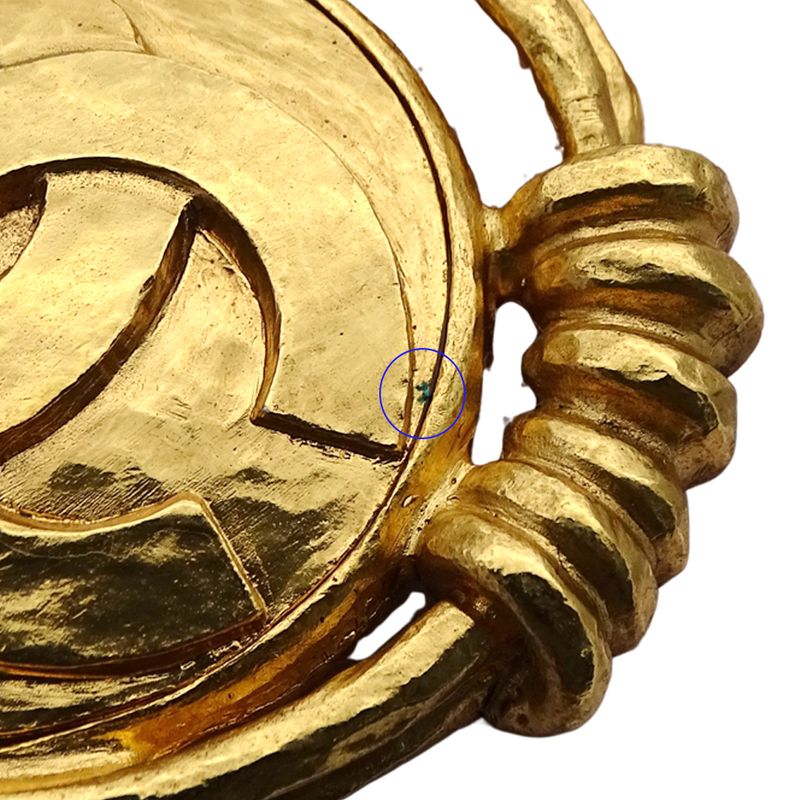 Chanel Necklace Women's Men's Brand Coco Mark Metal GP Gold Round Large Vintage