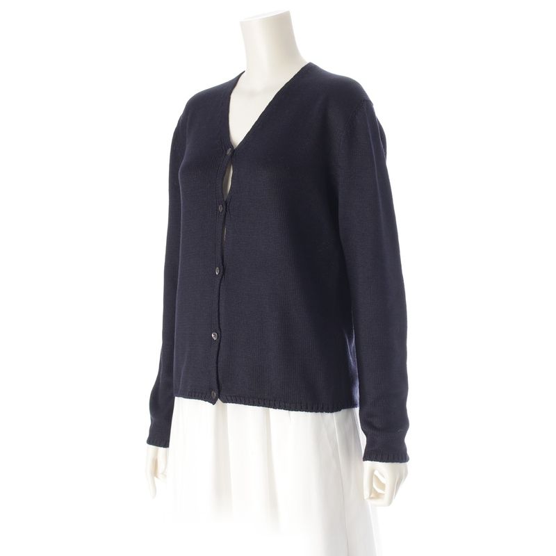 Prada 100% Silk Long Sleeve Cardigan Top Navy 44