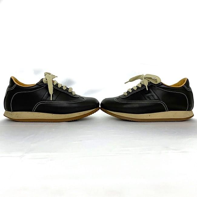 Hermes Shoes Quick Sneakers Black Beige Ec19898
