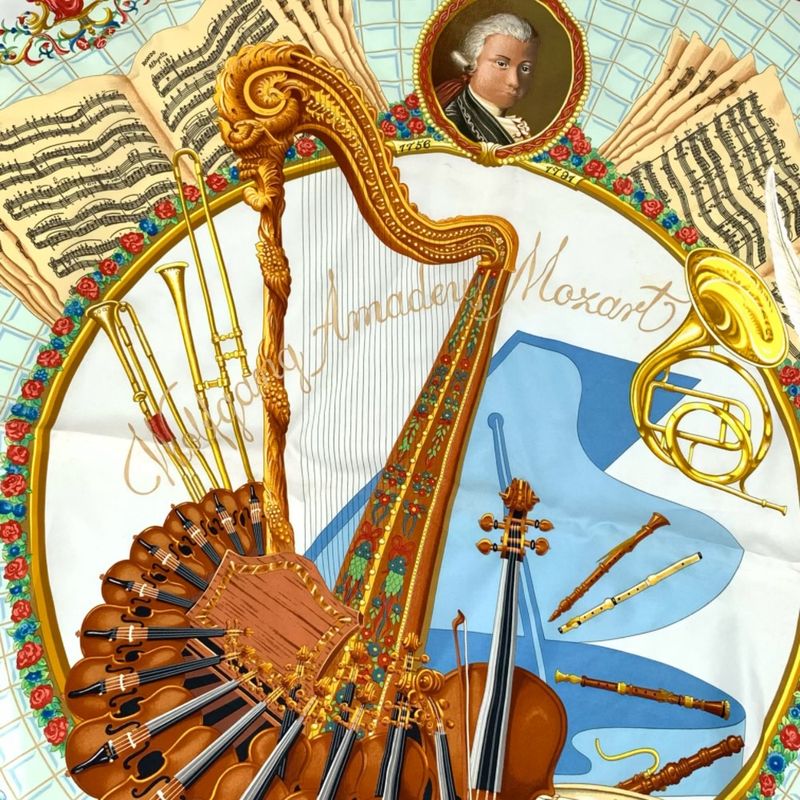 Hermes Carre 90 Wolfgang Amadeus Mozart Hymn To Mozart Silk Scarf