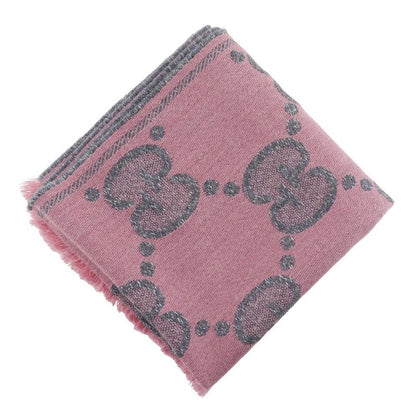 Gucci GG Jacquard Scarf 598993 Wool And Nylon Gray Women's Stole