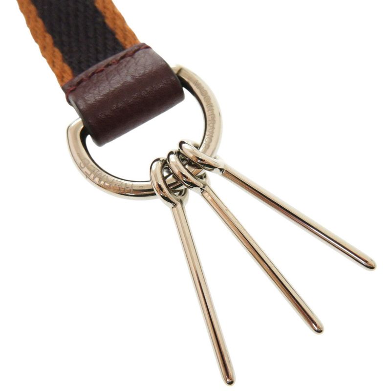 Hermes Carnaby Canvas/leather Brown Silver Hardware Engraved C (2018) Necklace