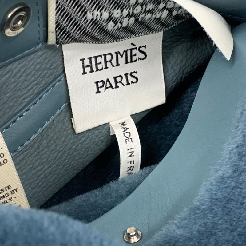 Hermes Outer Mouton Leather Green Zip Up Reversible