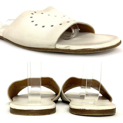 Hermes Sandals White Evelyn 40 25.0 cm Leather