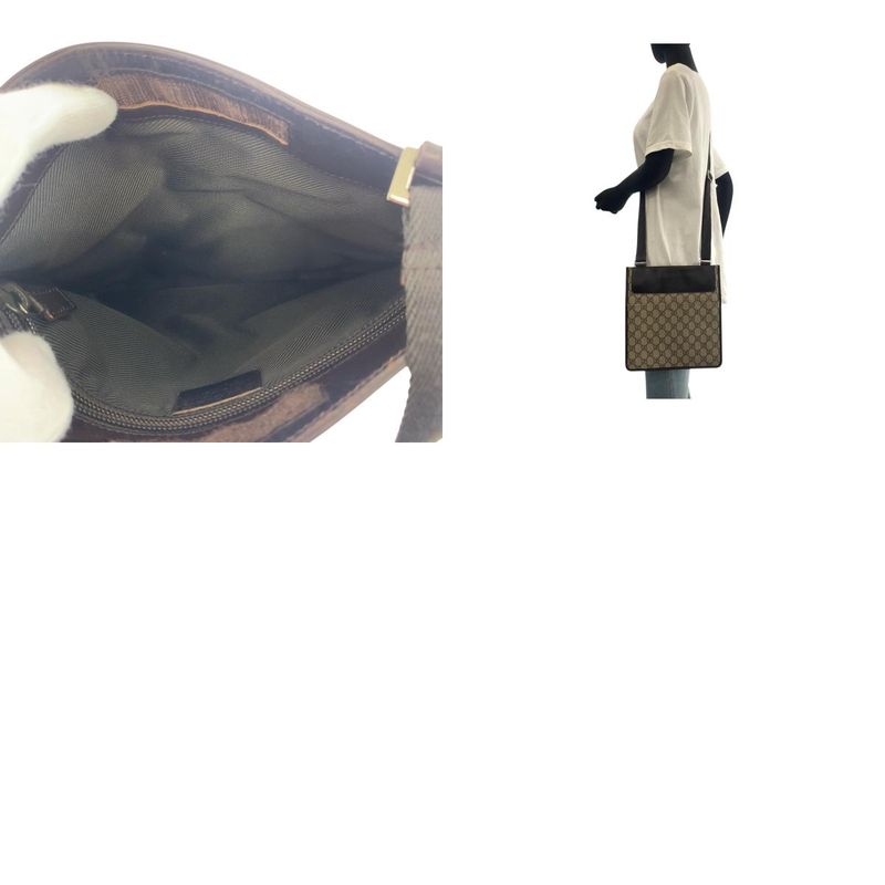 Gucci Brown Silver Hardware GG Supreme Canvas/leather 27639 Shoulder Bag