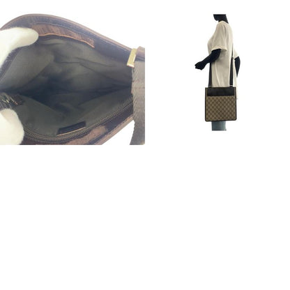 Gucci Brown Silver Hardware GG Supreme Canvas/leather 27639 Shoulder Bag