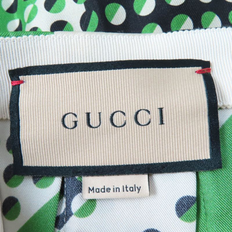 Gucci 409370 100% Silk Dotted Pleated Skirt Long Skirt Greenish 36 Garmented