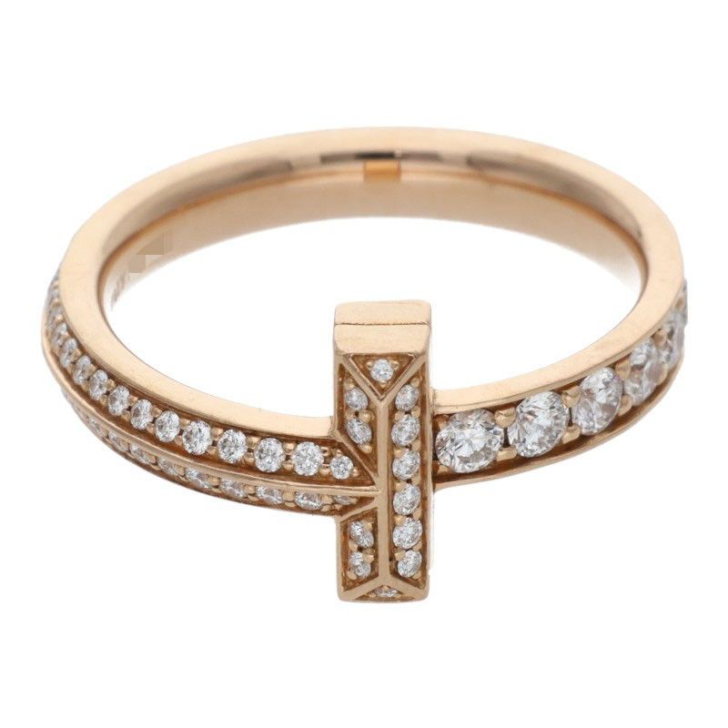 Tiffany & Co T One Narrow 18K Pink Gold Diamond Ring Men's Size 13