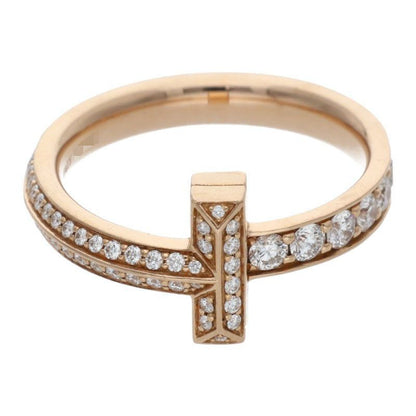 Tiffany & Co T One Narrow 18K Pink Gold Diamond Ring Men's Size 13