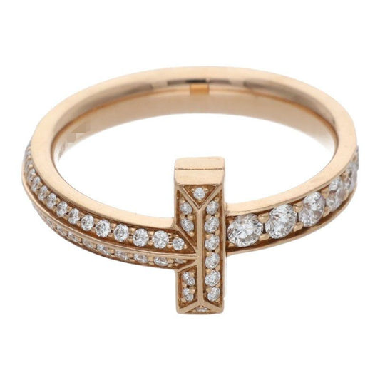 Tiffany & Co T One Narrow 18K Pink Gold Diamond Ring Men's Size 13
