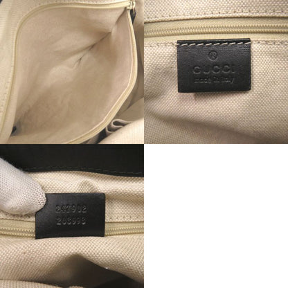 Gucci 247902 GG Canvas Leather Beige Black 2-way Handbag 1465 Gucci
