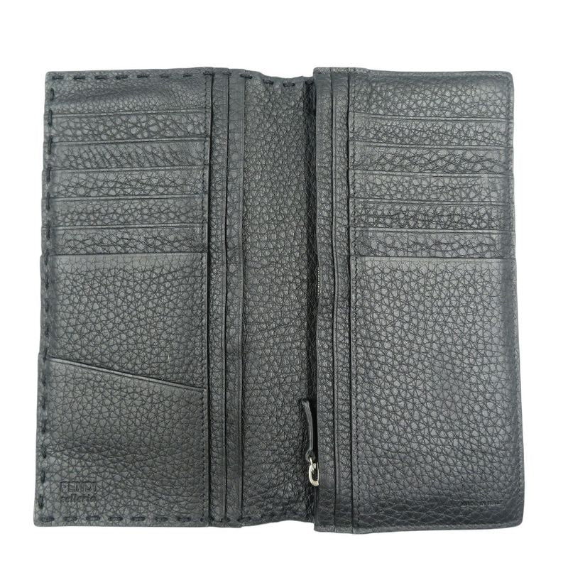 Fendi Selleria 7m0186 Calf Silver Hardware Black Bifold Long Wallet 1380 Fendi