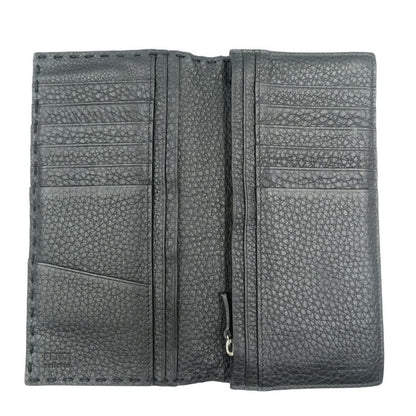 Fendi Selleria 7m0186 Calf Silver Hardware Black Bifold Long Wallet 1380 Fendi