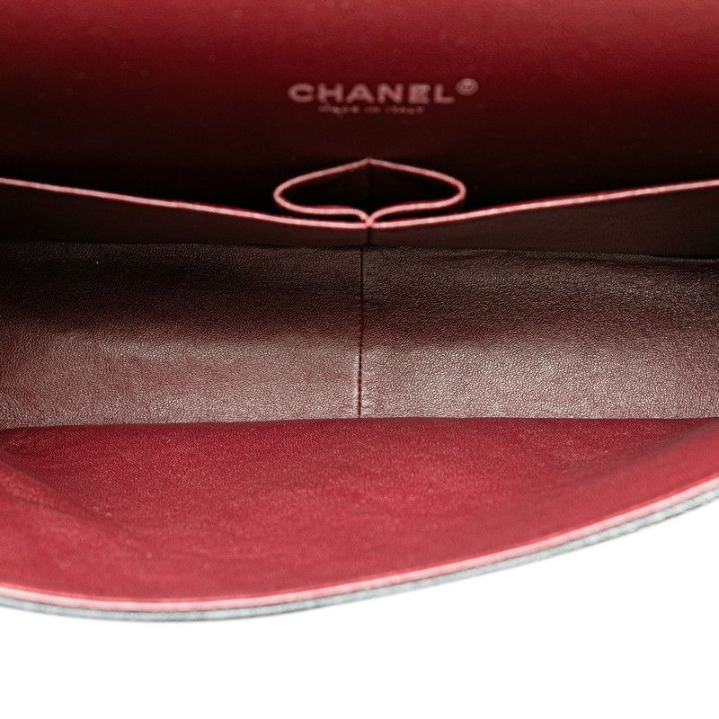 Chanel Matelasse Double Flap Coco Mark Chain Shoulder Bag Black Caviar Skin