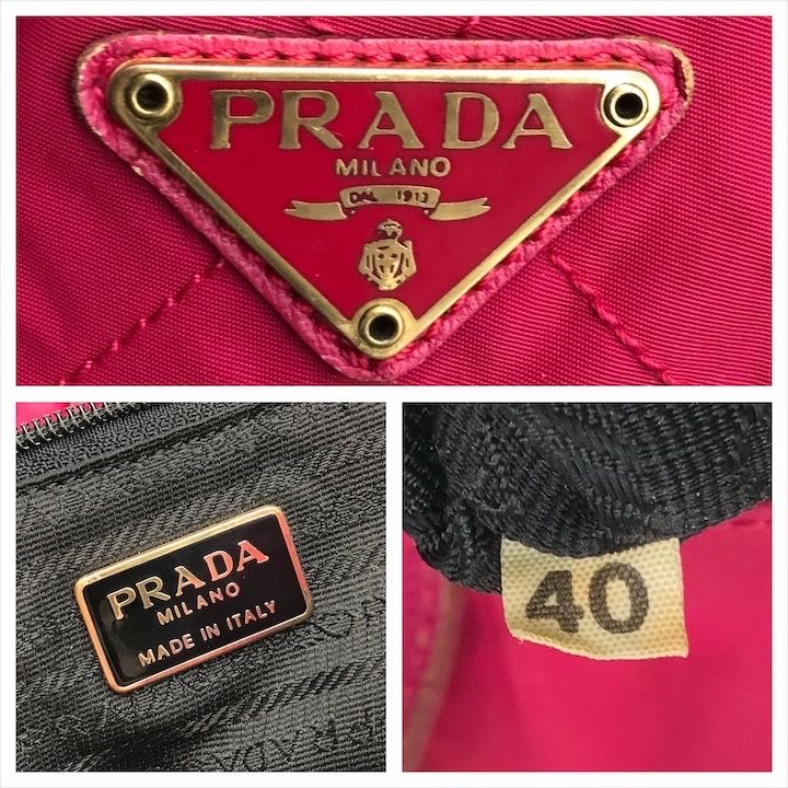 Prada Triangle Logo Tessuto Nylon Quilted Chain Tote Pink