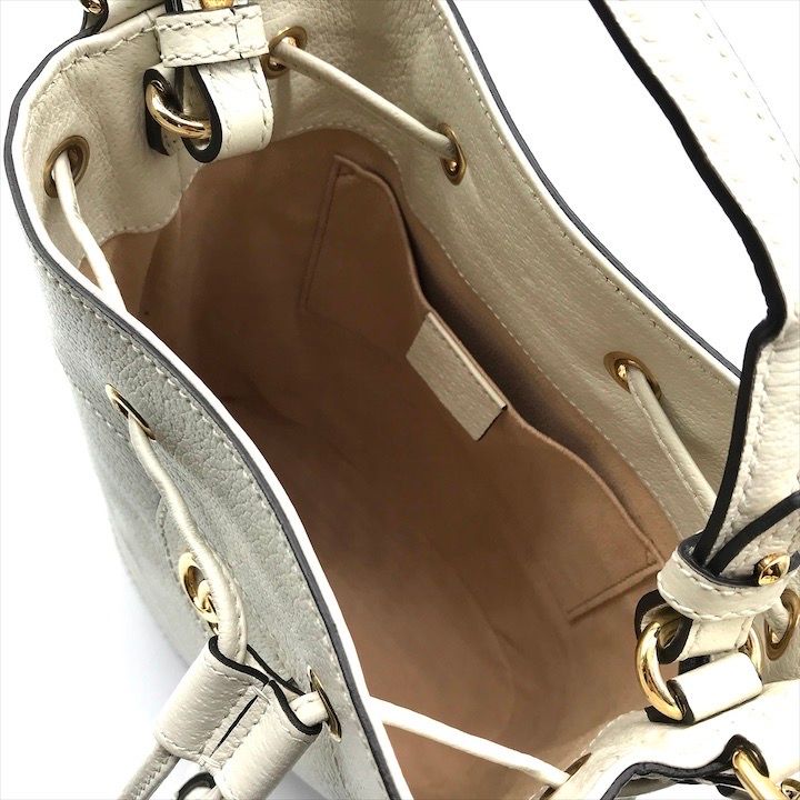 Gucci Leather Small Bucket Ophidia Gghardware 2-Way Bag White